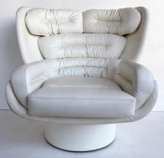 Joe Colombo Joe Colombo Elda Swivel Chair Fratelli Longhi White Leather 4 Available - 4554928
