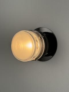 Joe Colombo Pair of Joe Colombo Black Fresnel Glass Metal Wall Lamps for Oluce - 4473950