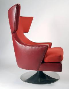 Joe Durso Joe DUrso Leather Wing Back Swivel Lounge Chair for Knoll - 496656