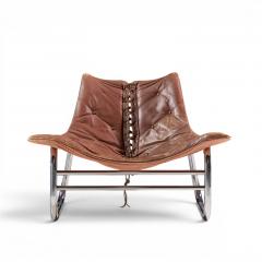 Johan Bertil H ggstr m Johan Bertil H ggstr m Swed Form Swedish Leather Chrome Corset Chairs Pair - 4656807