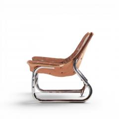 Johan Bertil H ggstr m Johan Bertil H ggstr m Swed Form Swedish Leather Chrome Corset Chairs Pair - 4656811