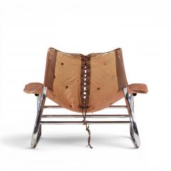 Johan Bertil H ggstr m Johan Bertil H ggstr m Swed Form Swedish Leather Chrome Corset Chairs Pair - 4656813