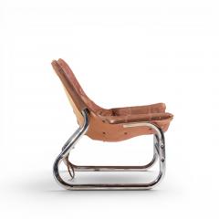 Johan Bertil H ggstr m Johan Bertil H ggstr m Swed Form Swedish Leather Chrome Corset Chairs Pair - 4656815