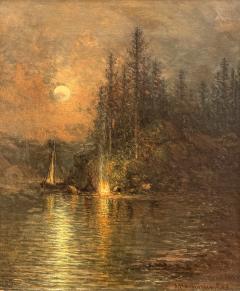 Johan Christian Olsen Hammerstad Nocturnal Moonlit Campfire  - 4786796
