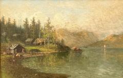 Johan Christian Olsen Hammerstad Norwegian Lakeside Landscape  - 4787070