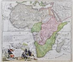 Johann Baptist Homann 18th Century Hand Colored Homann Africa Map Totius Africae Nova Representatio  - 2686131