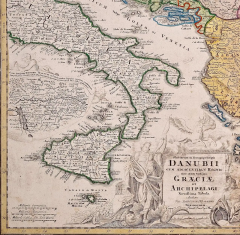 Johann Baptist Homann Danube River Italy Greece and Croatia A Hand colored 18th C Homann Map - 2745145