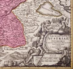 Johann Baptist Homann Hand Colored 18th Century Homann Map of Austria Including Vienna and the Danube - 2777216