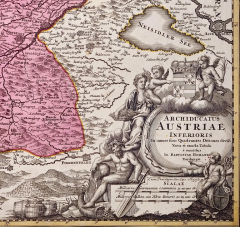 Johann Baptist Homann Hand Colored 18th Century Homann Map of Austria Including Vienna the Danube - 2694954