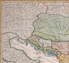 Johann Baptist Homann Hand Colored 18th Century Homann Map of the Danube Italy Greece Croatia - 2684733