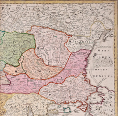 Johann Baptist Homann Hand Colored 18th Century Homann Map of the Danube Italy Greece Croatia - 2684745