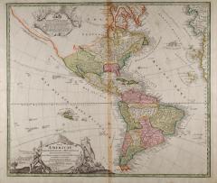 Johann Baptist Homann North and South America An 18th Century Hand colored Map by Johann Homann - 3007930