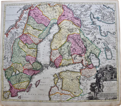 Johann Baptist Homann Sweden Adjacent Portions of Scandinavia A Hand Colored 18th C Map by Homann - 2745187