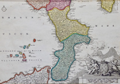 Johann Baptist Homann The Kingdom of Naples and Southern Italy A Hand Colored 18th Century Homann Map - 2684761