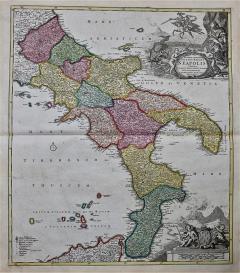 Johann Baptist Homann The Kingdom of Naples and Southern Italy A Hand Colored 18th Century Homann Map - 2686134