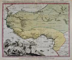 Johann Baptist Homann West Africa 18th Century Hand colored Homann Map Entitled Guinea Propria  - 2739142