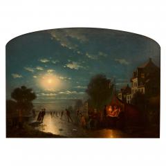 Johann Mongels Culverhouse Antique Dutch oil painting of an ice skating scene by Culverhouse - 4212717