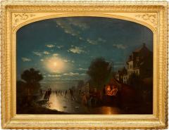 Johann Mongels Culverhouse Antique Dutch oil painting of an ice skating scene by Culverhouse - 4213947