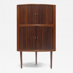 Johannes Andersen Danish Corner Bar Cabinet with Tambour Doors - 3098160