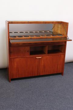 Johannes Andersen Danish Modern Teak Bar Cabinet and Four Leather Stools by Johannes Andersen - 2287721