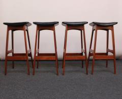 Johannes Andersen Danish Modern Teak Bar Cabinet and Four Leather Stools by Johannes Andersen - 2287724
