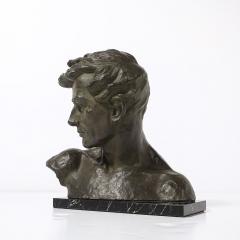 Johannes Dommisse Art Deco Bronze Bust of a Male Figure on Marble Base signed Johannes Dommisse - 4403593