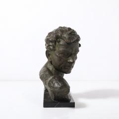 Johannes Dommisse Art Deco Bronze Bust of a Male Figure on Marble Base signed Johannes Dommisse - 4403597