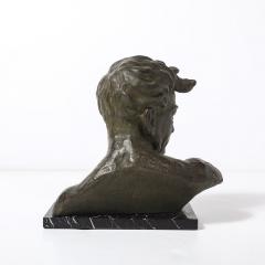 Johannes Dommisse Art Deco Bronze Bust of a Male Figure on Marble Base signed Johannes Dommisse - 4403598