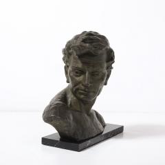 Johannes Dommisse Art Deco Bronze Bust of a Male Figure on Marble Base signed Johannes Dommisse - 4403600
