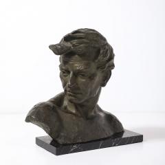 Johannes Dommisse Art Deco Bronze Bust of a Male Figure on Marble Base signed Johannes Dommisse - 4403601