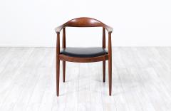 Johannes Hansen Hans Wegner Round Walnut Leather Armchair for Johannes Hansen - 3190804