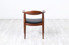 Johannes Hansen Hans Wegner Round Walnut Leather Armchair for Johannes Hansen - 3190807