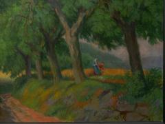 Johannes Lippmann Figures Working the Field Landscape Painting by Johannes Lippmann - 949801