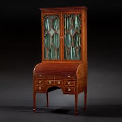 John Aitken Federal Inlaid Mahogany Tambour Cylinder Secretary Bookcase - 55385