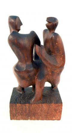 John Alfred Begg Hand Carved Walnut Sculpture of Dancers by John Begg - 1094776