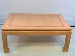 John Auberac SIGNED MODERN GRASSCLOTH TEXTURED COFFEE TABLE - 1082969