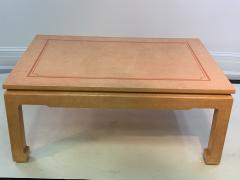 John Auberac SIGNED MODERN GRASSCLOTH TEXTURED COFFEE TABLE - 1082971