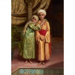 John Bagnold Burgess Orientalist oil portrait of a pair of siblings by Burgess - 3596860