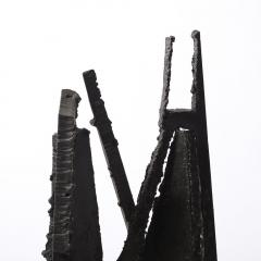 John Balossi Mid Century Torch Cut Steel Brutalist Sculpture on Walnut Signed John Balossi - 4377032