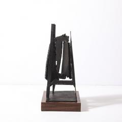 John Balossi Mid Century Torch Cut Steel Brutalist Sculpture on Walnut Signed John Balossi - 4377035