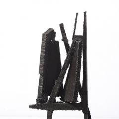 John Balossi Mid Century Torch Cut Steel Brutalist Sculpture on Walnut Signed John Balossi - 4377044