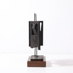 John Balossi Mid Century Torch Cut Steel Brutalist Sculpture on Walnut signed John Balossi - 4377043