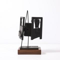 John Balossi Mid Century Torch Cut Steel Brutalist Sculpture on Walnut signed John Balossi - 4377045