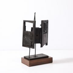 John Balossi Mid Century Torch Cut Steel Brutalist Sculpture on Walnut signed John Balossi - 4377046