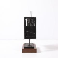 John Balossi Mid Century Torch Cut Steel Brutalist Sculpture on Walnut signed John Balossi - 4377047