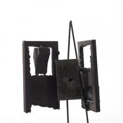 John Balossi Mid Century Torch Cut Steel Brutalist Sculpture on Walnut signed John Balossi - 4377055