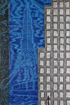 John Buck 95 Tall John Buck Skyline Woodcut - 4366648