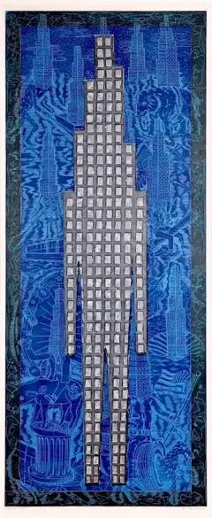 John Buck 95 Tall John Buck Skyline Woodcut - 4369324