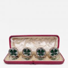 John Collard Vickery English Edwardian Lucky Charm 4 Leaf Clover Place Card Holders 1905 - 4426827
