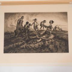 John Edward Costigan Group of Figures an Original Signed Etching by John E Costigan Circa 1930 - 1700571